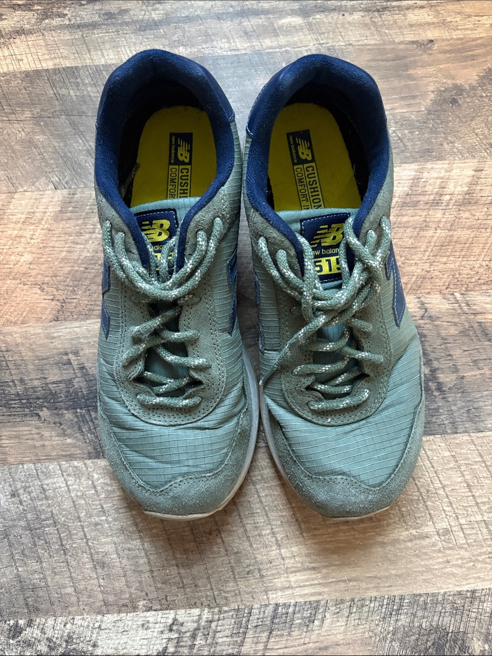 New Balance Olive Green and Navy Lace-Up Sneakers